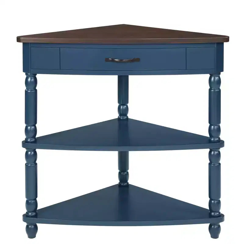 Table d'appoint d'angle triangulaire avec pieds en bois massif pour petits espaces et salon