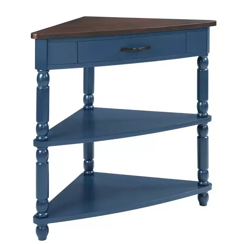 Table d'appoint d'angle triangulaire avec pieds en bois massif pour petits espaces et salon