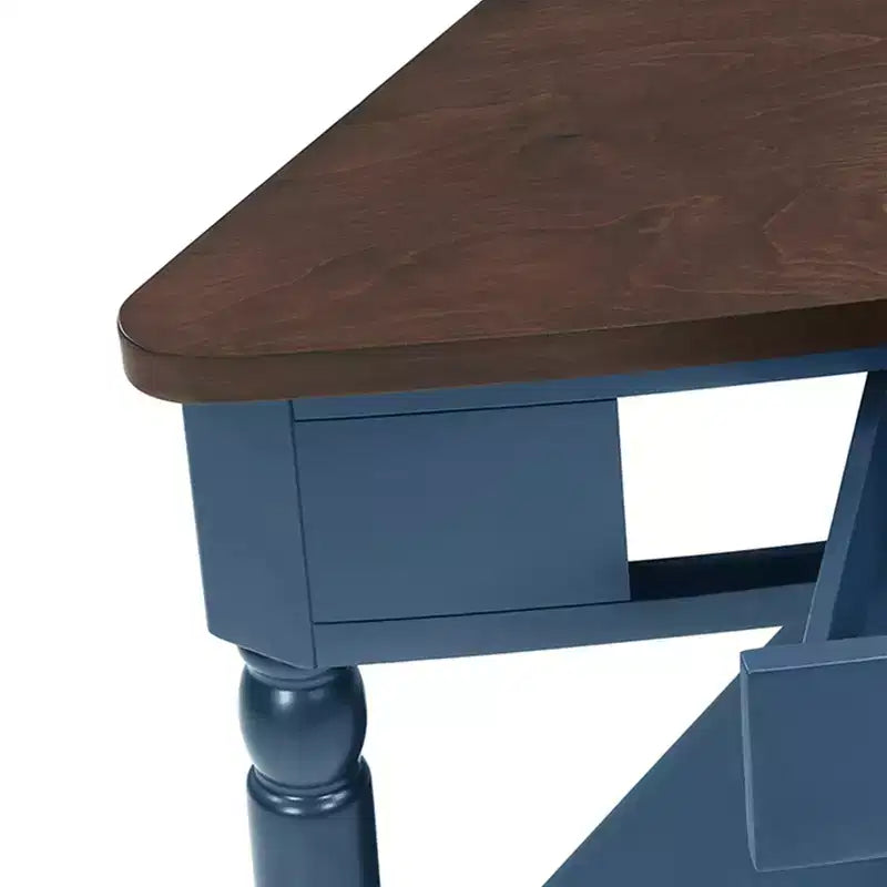 Table d'appoint d'angle triangulaire avec pieds en bois massif pour petits espaces et salon