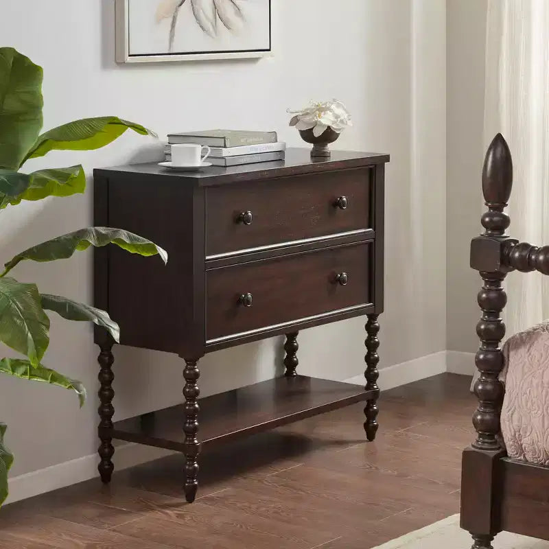 GDFStudio Rowan 36 Farmhouse Wood Accent Chest with Turned Legs