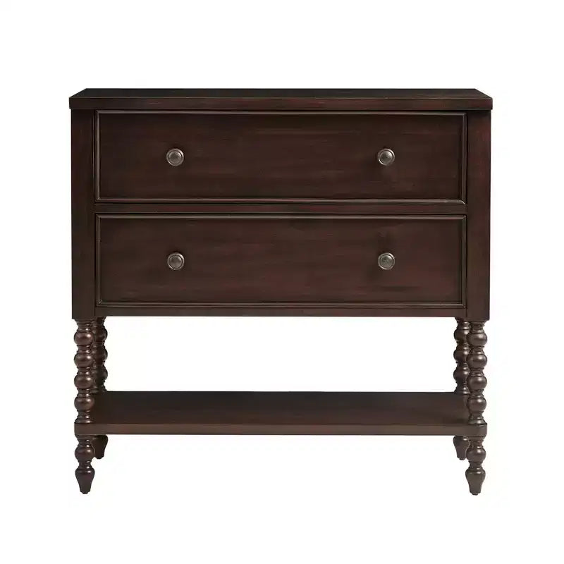 Commode d'appoint en bois de style ferme avec pieds tournés