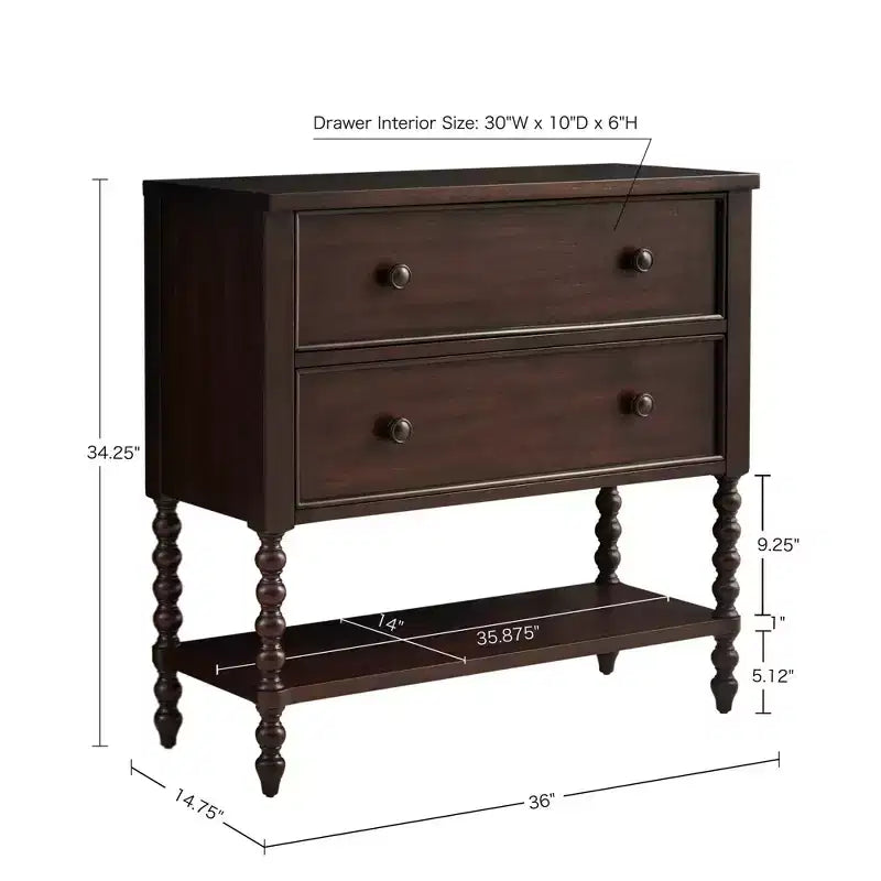 Commode d'appoint en bois de style ferme avec pieds tournés