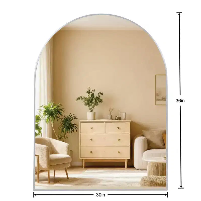 Miroir de salle de bain arqué, Miroir mural avec cadre en métal