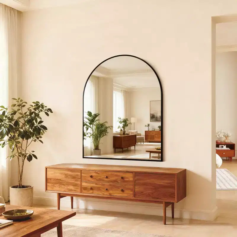 Whisen 30 x 36 Arched Bathroom Mirror, Wall Mirror with Metal Frame
