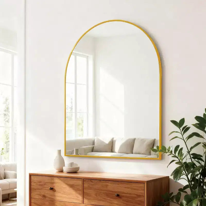 Miroir de salle de bain arqué, Miroir mural avec cadre en métal