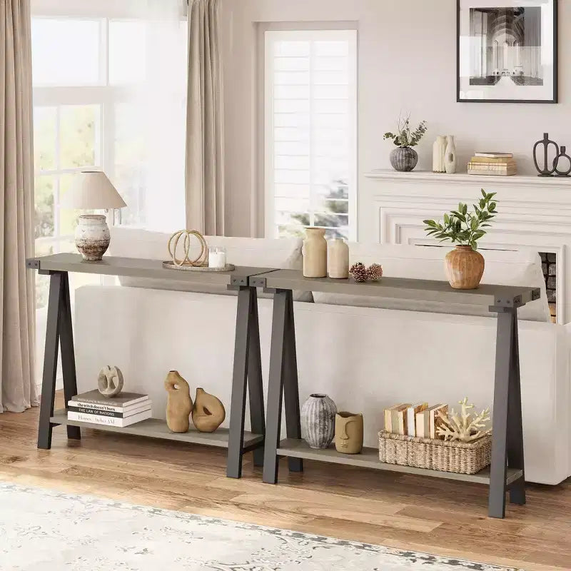 Console de ferme avec cadre en métal Table de canapé
