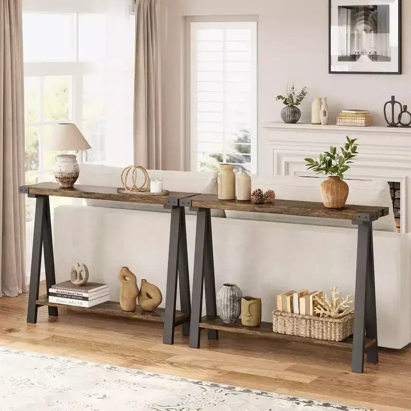 Console de ferme avec cadre en métal Table de canapé