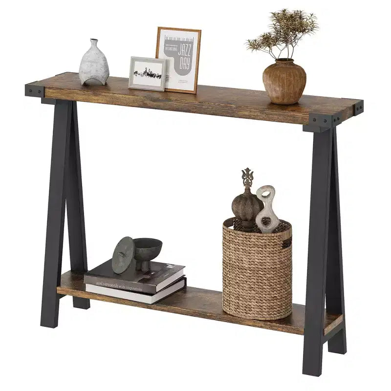 GustoWave 43.7 Farmhouse Console Table with Metal Frame - Sofa Table for Behind Couch, Entryway & Hallway Storage