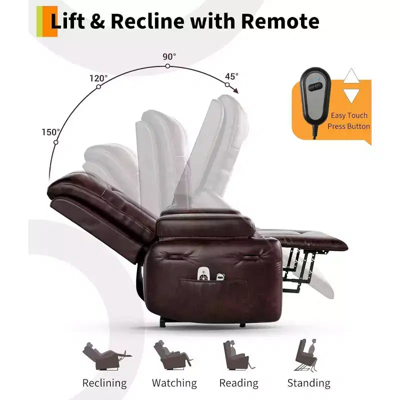 Fauteuil inclinable électrique surdimensionné, Siège de cinéma maison avec support lombaire