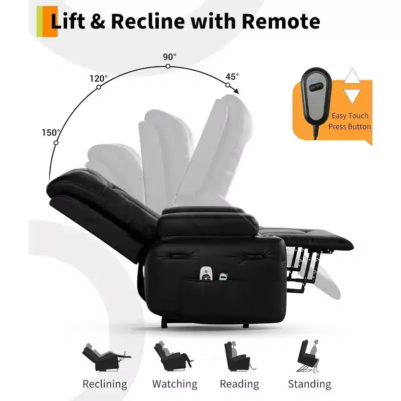 Fauteuil inclinable électrique surdimensionné, Siège de cinéma maison avec support lombaire