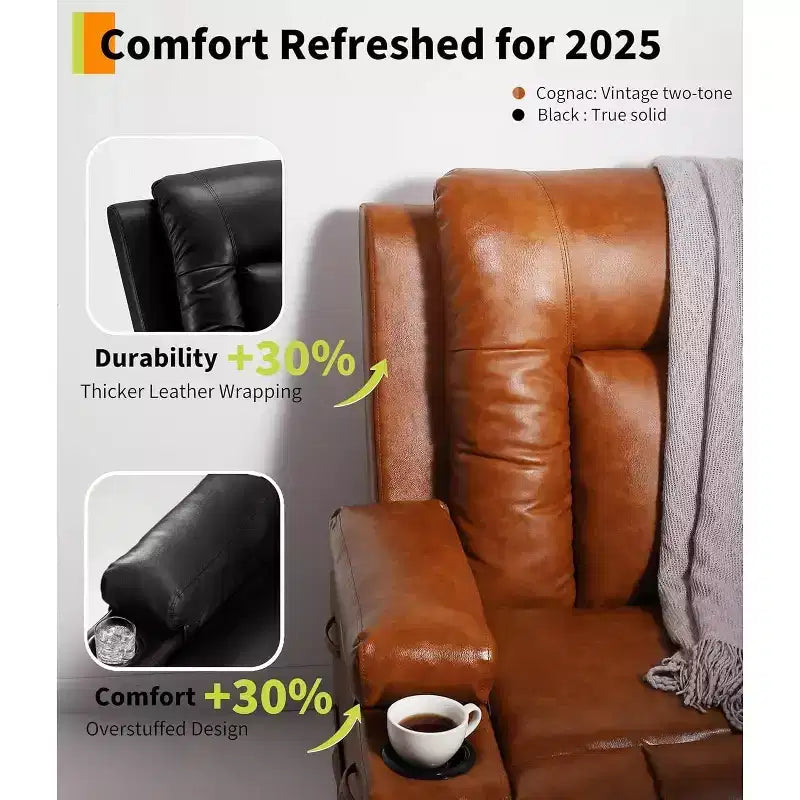 Fauteuil inclinable électrique surdimensionné, Siège de cinéma maison avec support lombaire