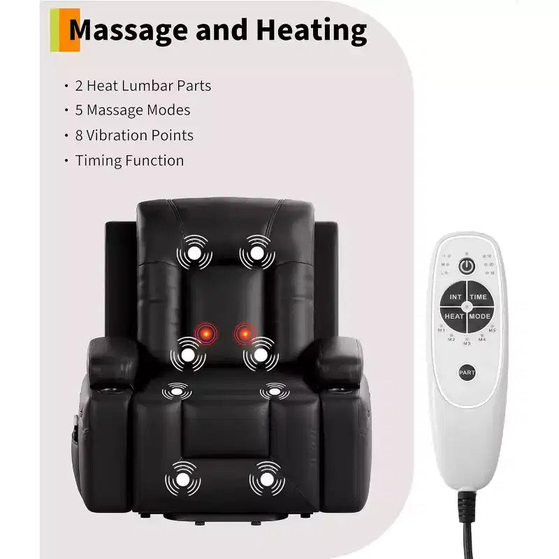 Fauteuil inclinable électrique surdimensionné, Siège de cinéma maison avec support lombaire