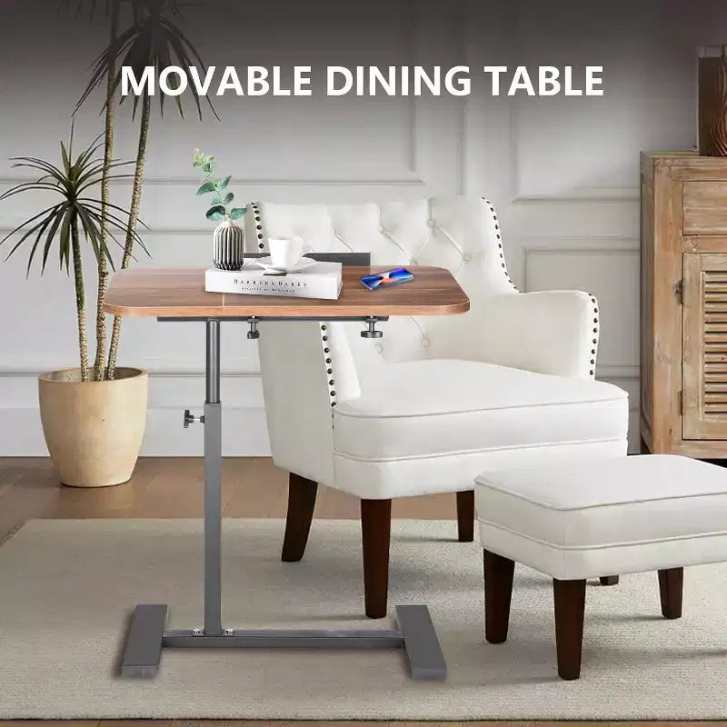 Bureau d'ordinateur portable roulant à hauteur réglable avec plateau inclinable et roulettes dissimulées