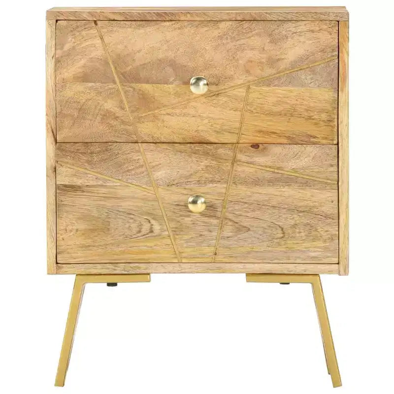 Table de chevet de rangement pour chambre à coucher en bois de manguier massif