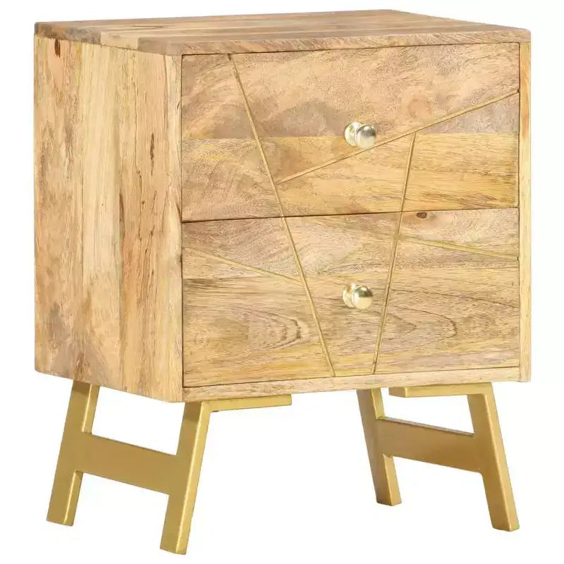 Table de chevet de rangement pour chambre à coucher en bois de manguier massif