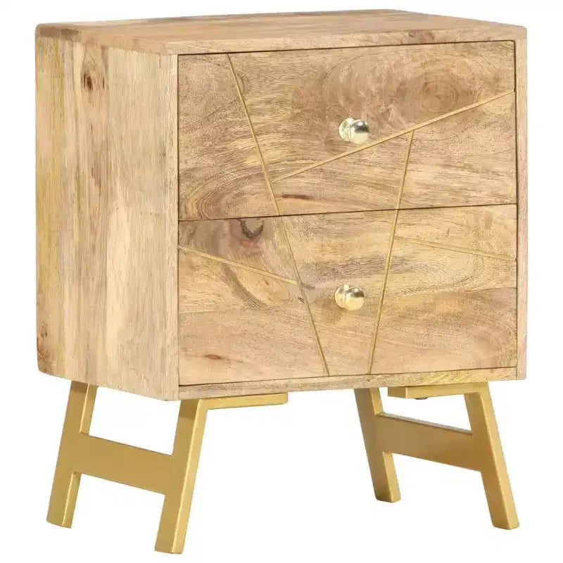Table de chevet de rangement pour chambre à coucher en bois de manguier massif