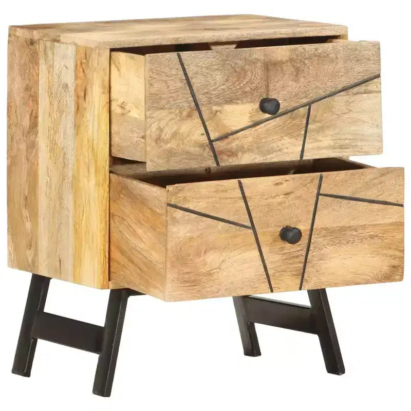 Table de chevet de rangement pour chambre à coucher en bois de manguier massif