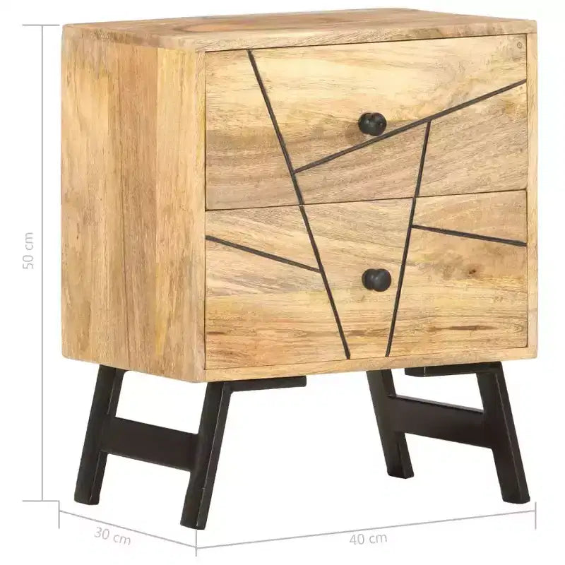 Table de chevet de rangement pour chambre à coucher en bois de manguier massif