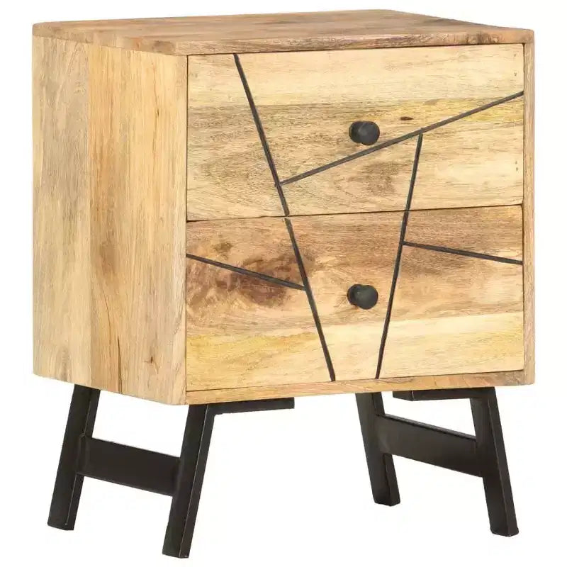 Table de chevet de rangement pour chambre à coucher en bois de manguier massif