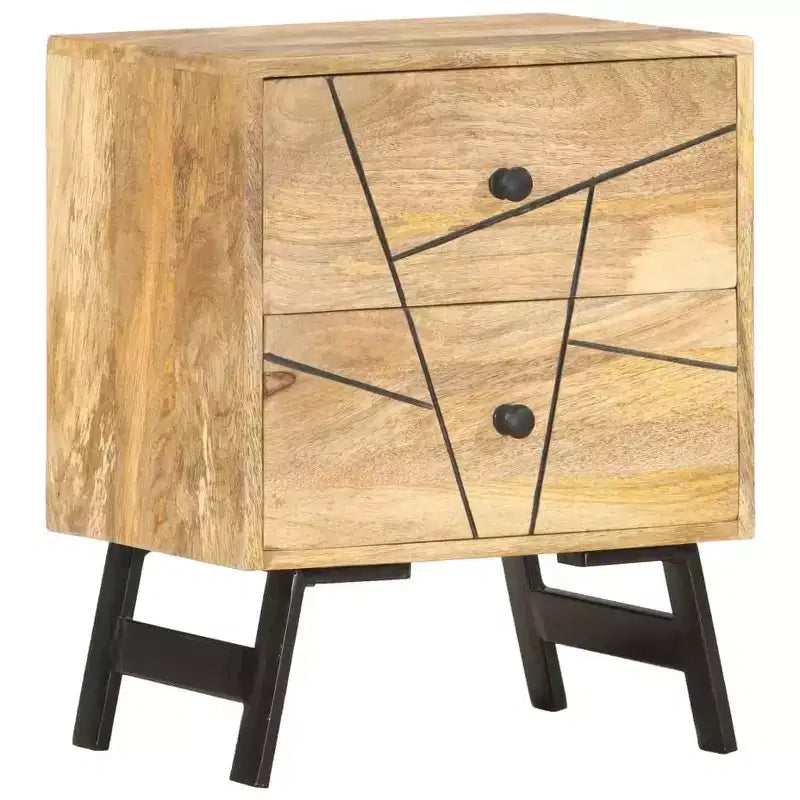 Table de chevet de rangement pour chambre à coucher en bois de manguier massif