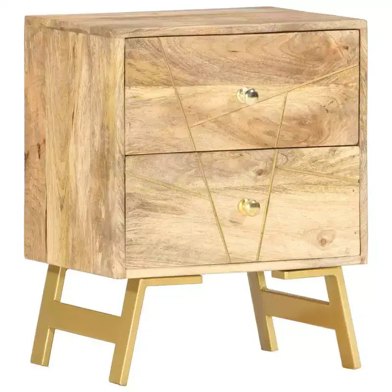 Table de chevet de rangement pour chambre à coucher en bois de manguier massif
