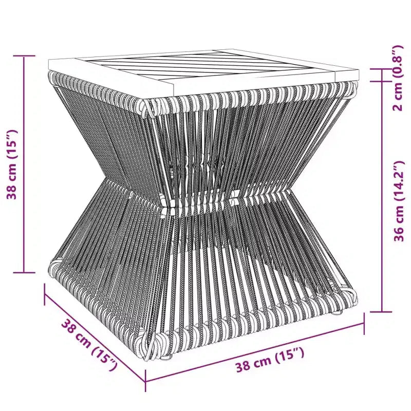 Table basse avec piètement filaire noir, bois d'acacia massif