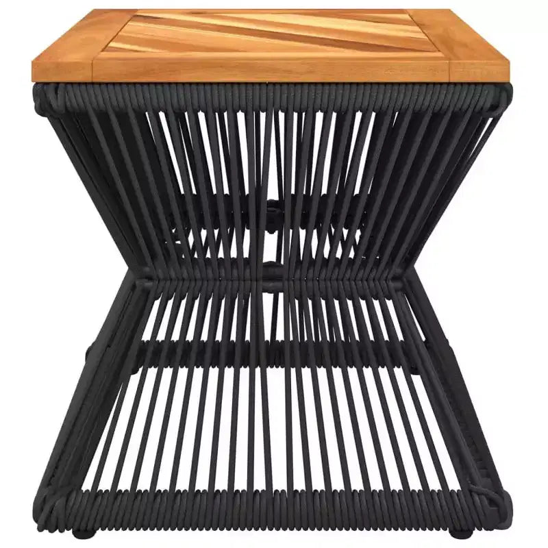Table basse avec piètement filaire noir, bois d'acacia massif