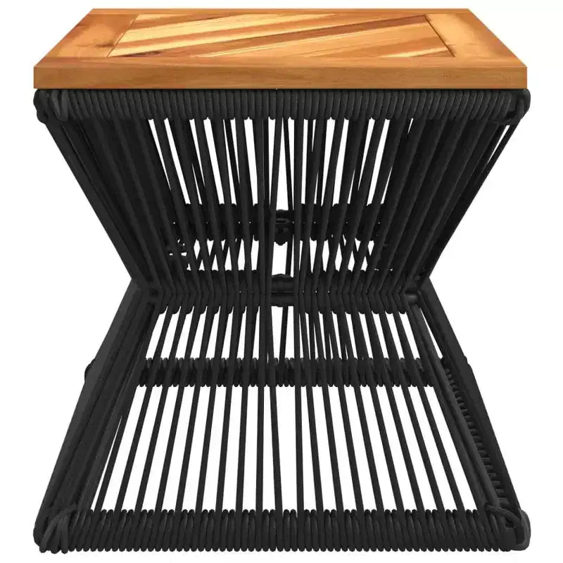 Table basse avec piètement filaire noir, bois d'acacia massif