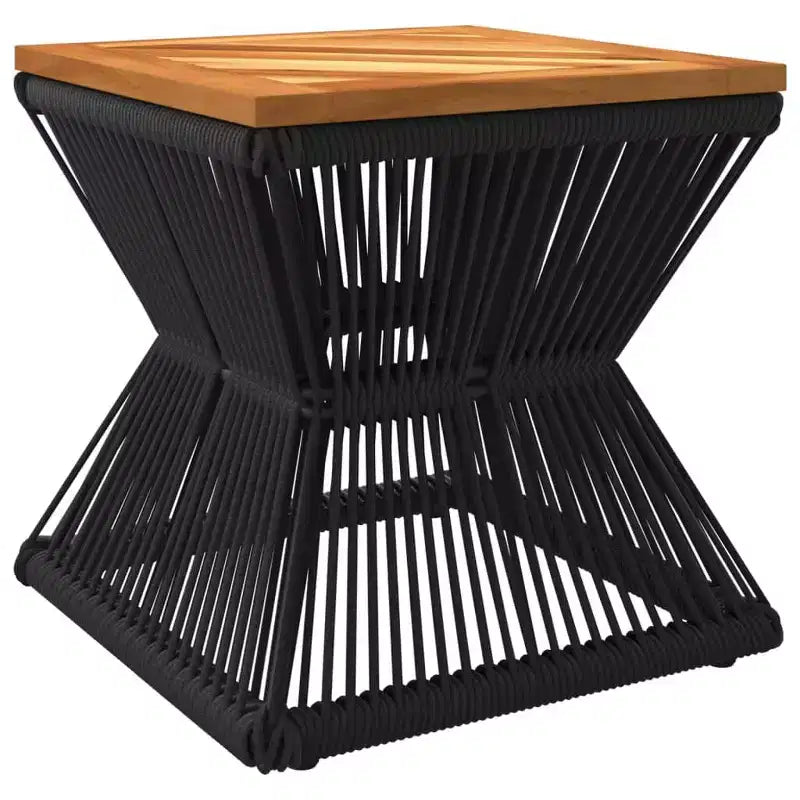 Table basse avec piètement filaire noir, bois d'acacia massif