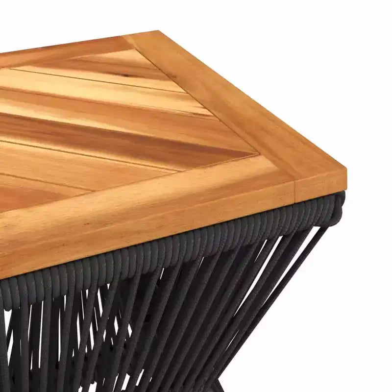 Table basse avec piètement filaire noir, bois d'acacia massif