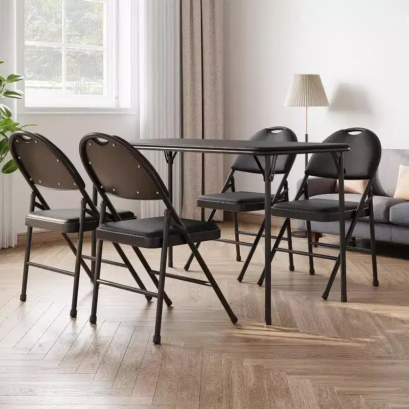 Table rectangulaire pliante portable avec surface en cuir PU