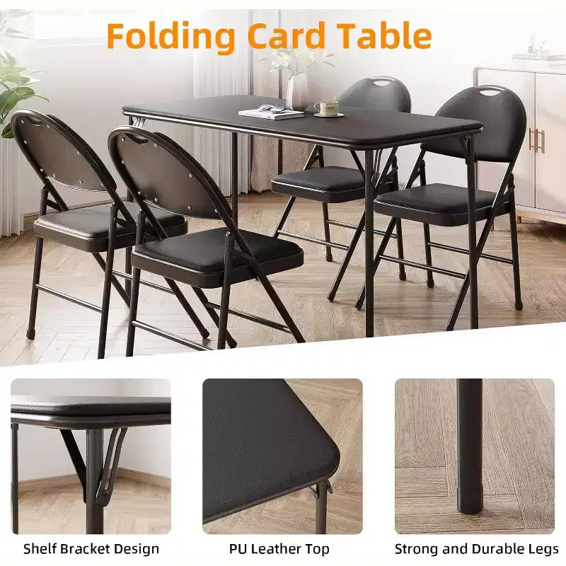 Table rectangulaire pliante portable avec surface en cuir PU