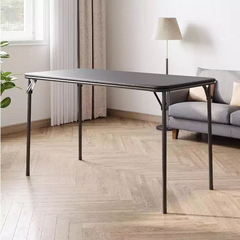Table rectangulaire pliante portable avec surface en cuir PU