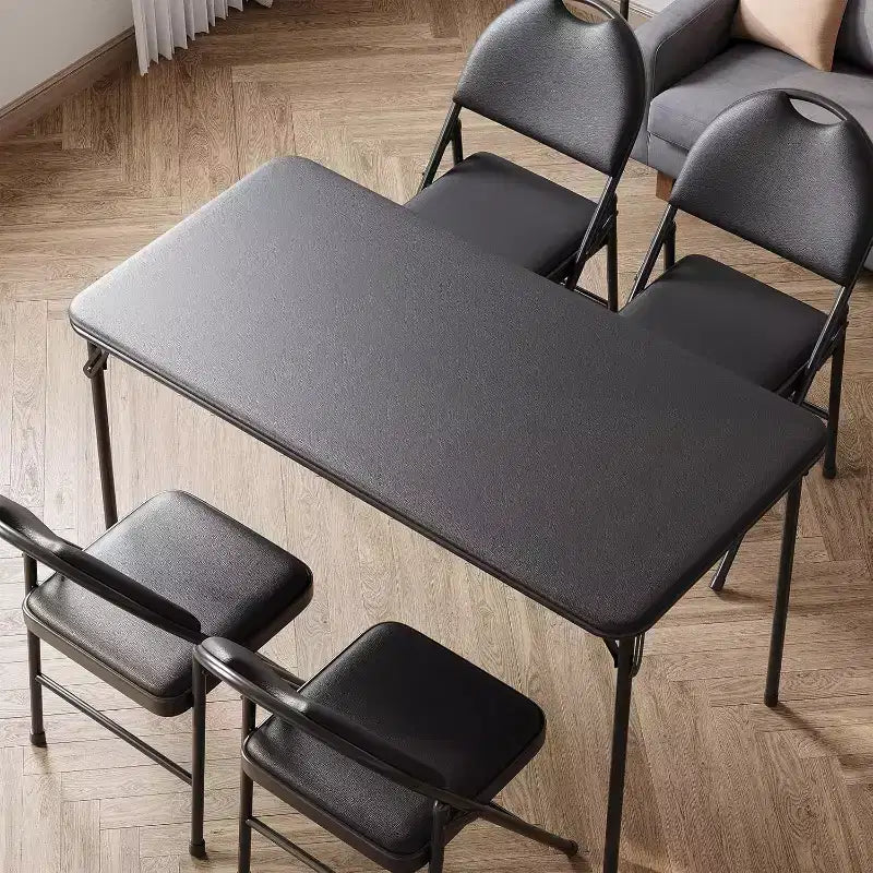 Table rectangulaire pliante portable avec surface en cuir PU