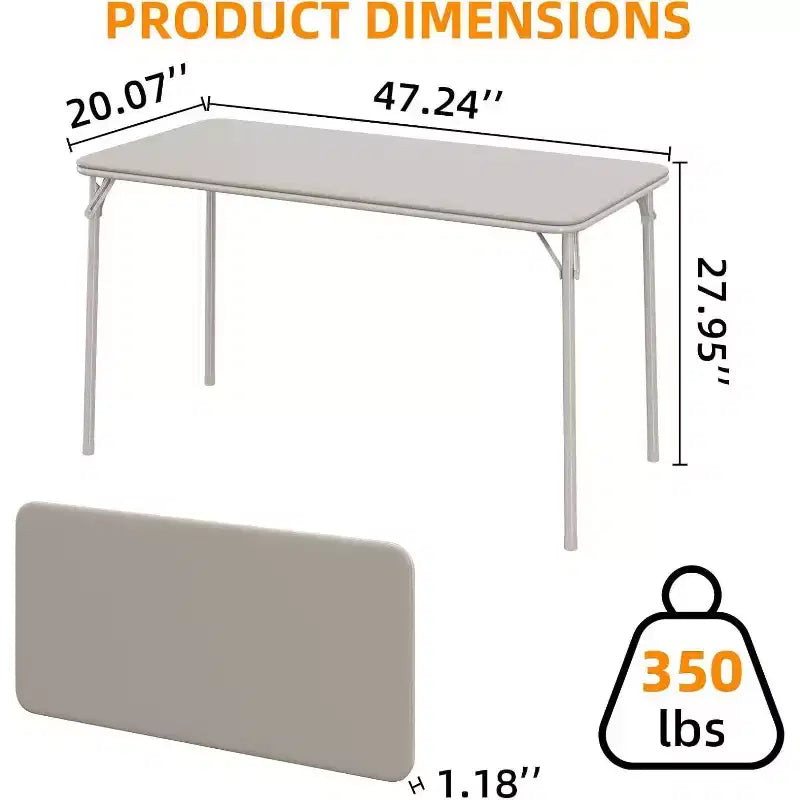 Table rectangulaire pliante portable avec surface en cuir PU