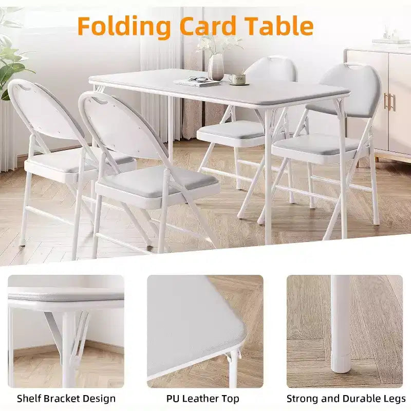 Table rectangulaire pliante portable avec surface en cuir PU