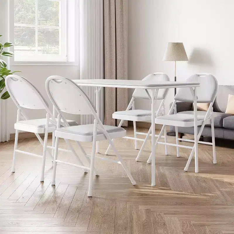 Table rectangulaire pliante portable avec surface en cuir PU