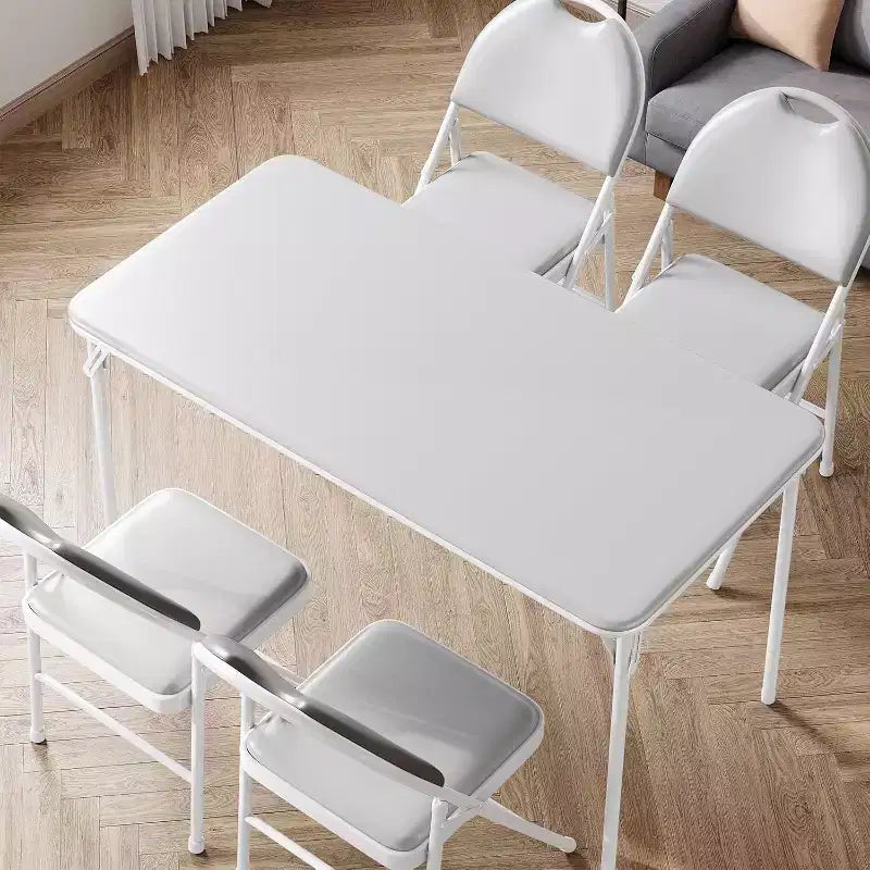 Table rectangulaire pliante portable avec surface en cuir PU