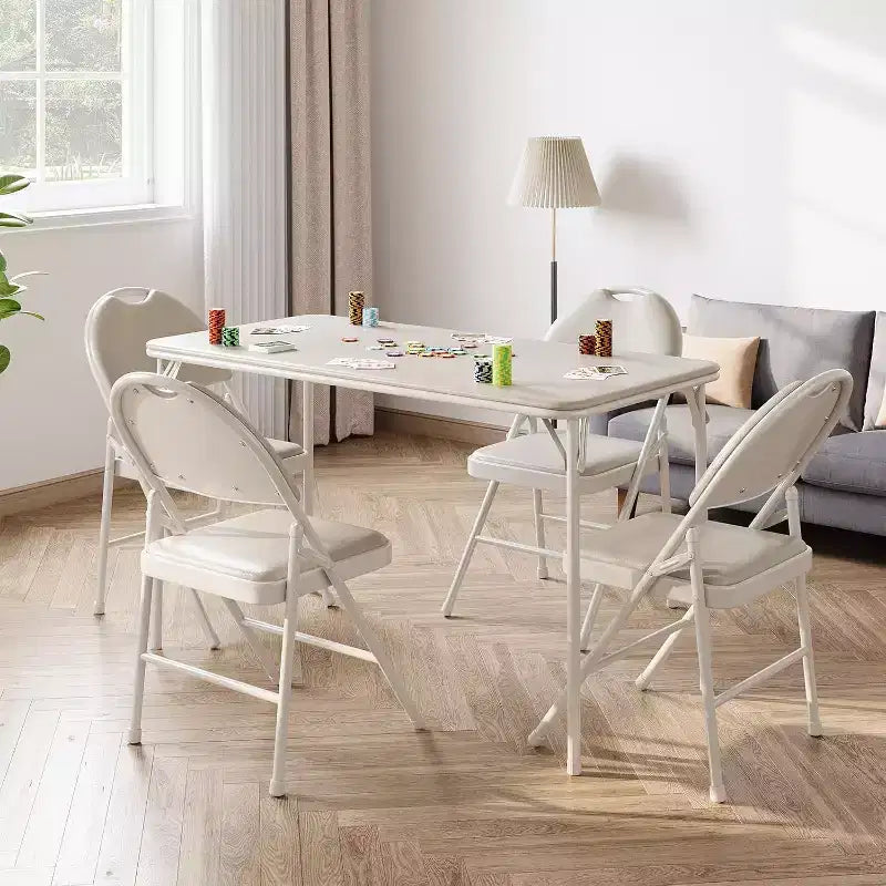Table rectangulaire pliante portable avec surface en cuir PU