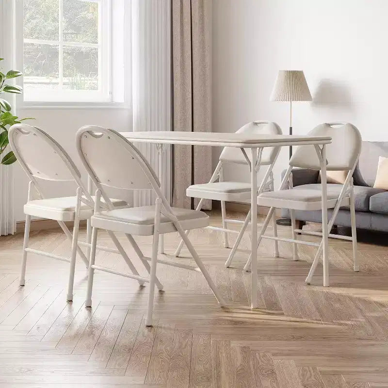 Table rectangulaire pliante portable avec surface en cuir PU