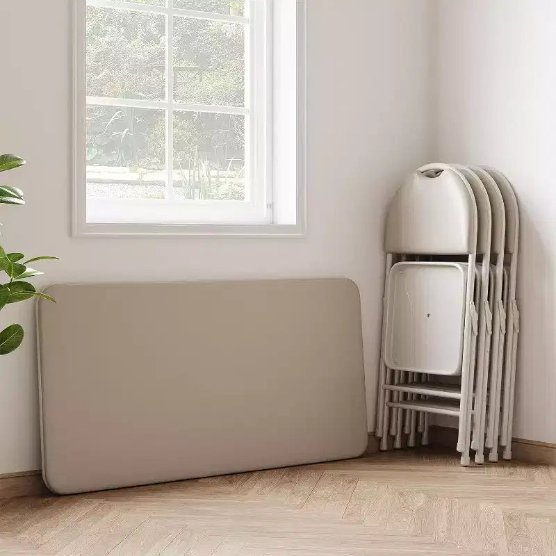 Table rectangulaire pliante portable avec surface en cuir PU