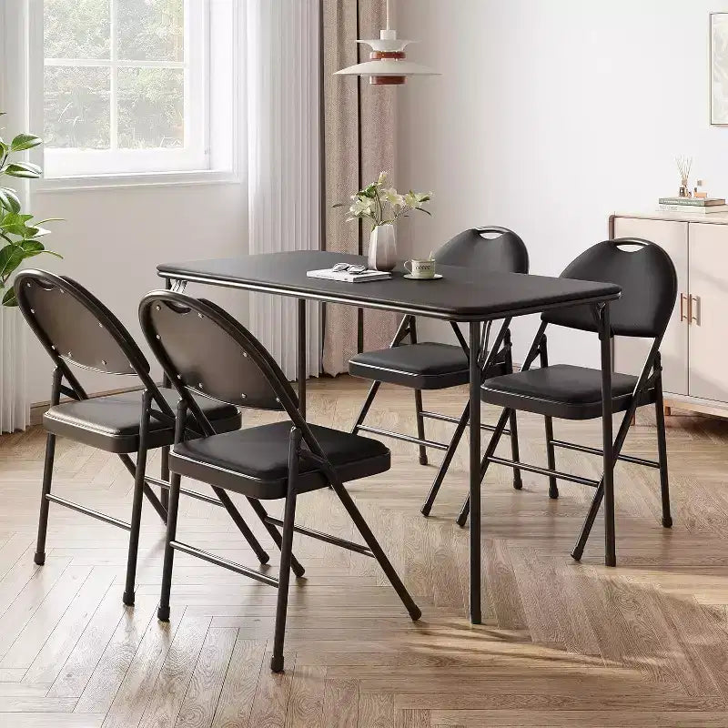 Table rectangulaire pliante portable avec surface en cuir PU