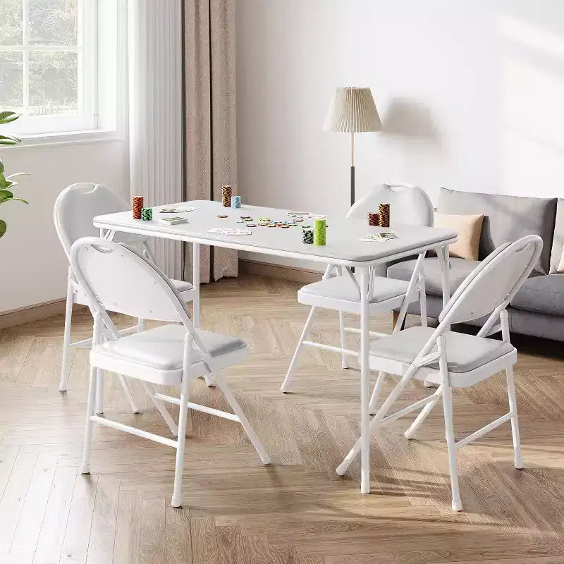 Table rectangulaire pliante portable avec surface en cuir PU