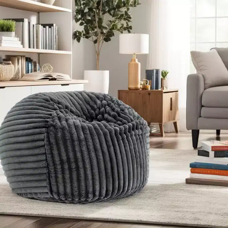 Pouf avec housse amovible et fermeture éclair, fauteuil paresseux moelleux