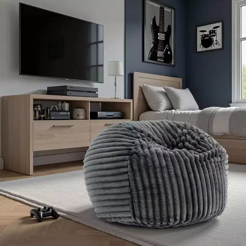 Pouf avec housse amovible et fermeture éclair, fauteuil paresseux moelleux