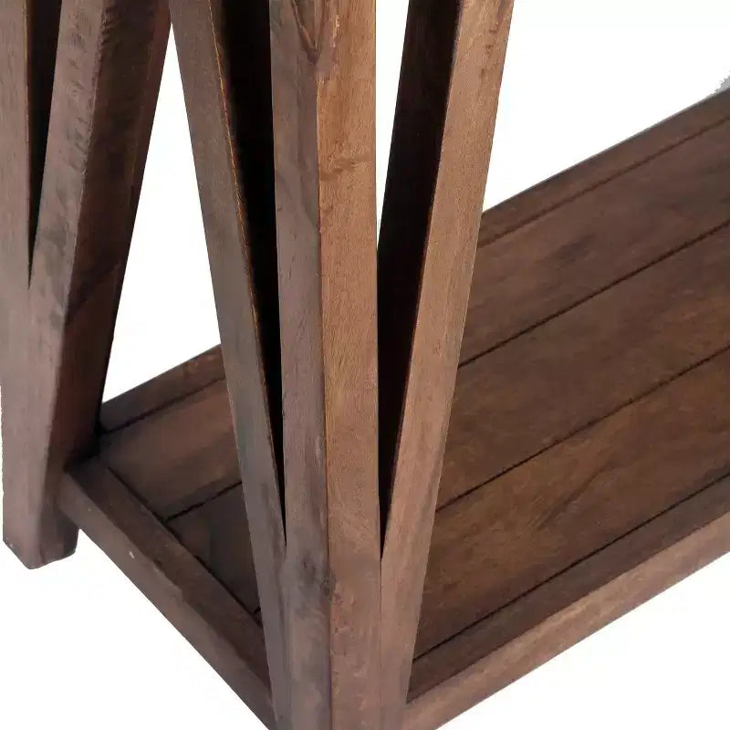 Table de console média avec plateau enduit de béton et bois gris clair/marron
