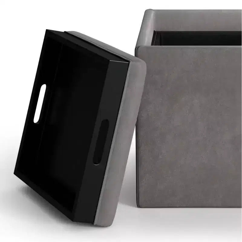 Pouffe de rangement cube avec plateau