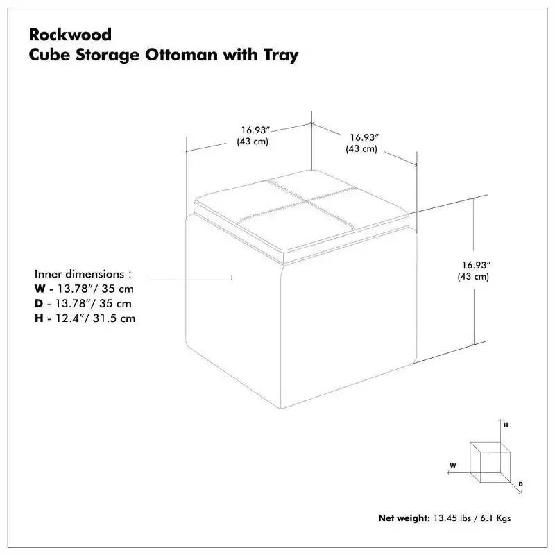 Pouffe de rangement cube avec plateau