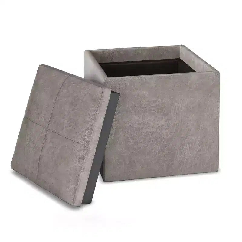 Pouffe de rangement cube avec plateau