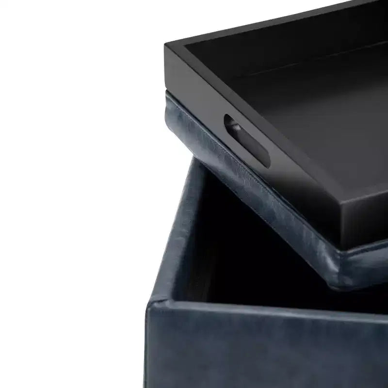 Pouffe de rangement cube avec plateau